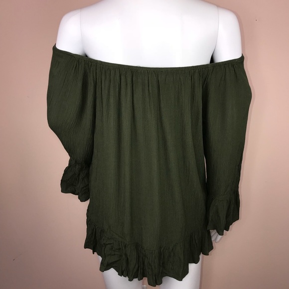Sanctuary Top Size XS Fatigue Green Off Shoulder - Picture 3 of 4